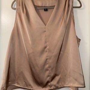SHEIN Tan V-Neck Sleeveless Blouse